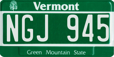 VT license plate NGJ945