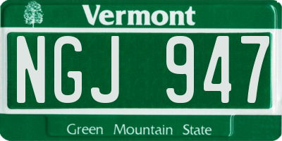 VT license plate NGJ947
