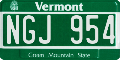 VT license plate NGJ954