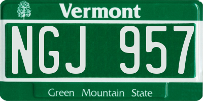 VT license plate NGJ957