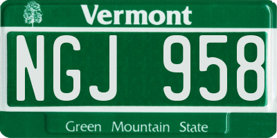 VT license plate NGJ958