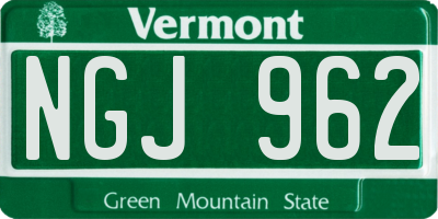 VT license plate NGJ962