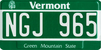 VT license plate NGJ965