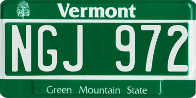 VT license plate NGJ972