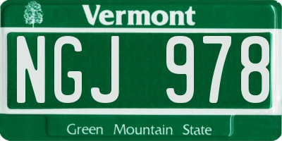 VT license plate NGJ978