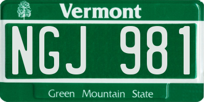 VT license plate NGJ981