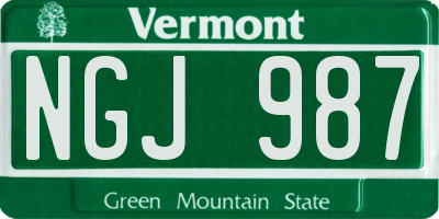 VT license plate NGJ987
