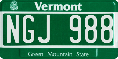 VT license plate NGJ988