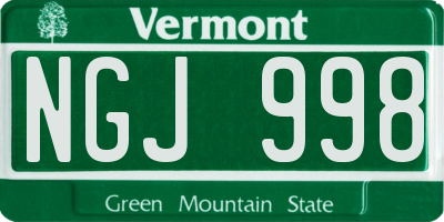 VT license plate NGJ998