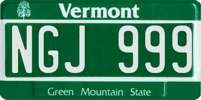 VT license plate NGJ999