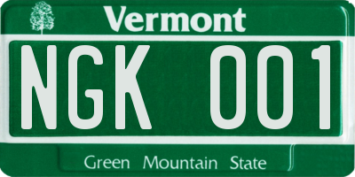 VT license plate NGK001