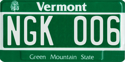 VT license plate NGK006