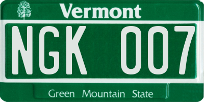 VT license plate NGK007