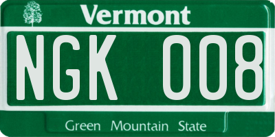 VT license plate NGK008