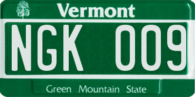 VT license plate NGK009