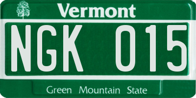VT license plate NGK015