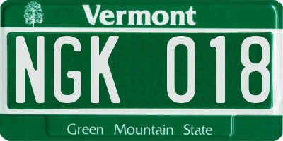 VT license plate NGK018
