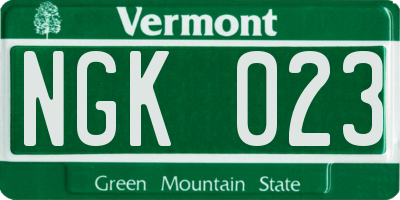 VT license plate NGK023