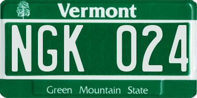 VT license plate NGK024