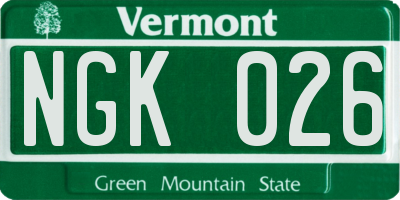 VT license plate NGK026