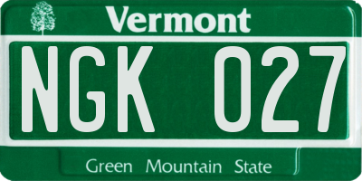 VT license plate NGK027