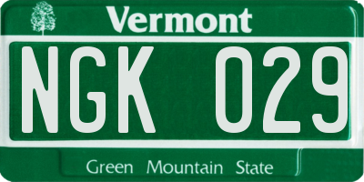VT license plate NGK029
