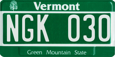 VT license plate NGK030