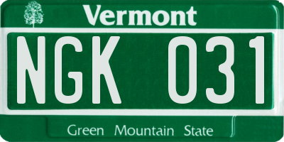 VT license plate NGK031