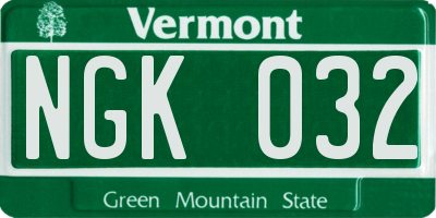 VT license plate NGK032
