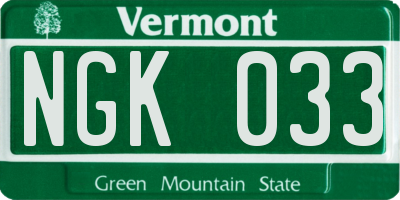 VT license plate NGK033