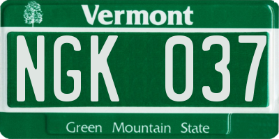 VT license plate NGK037
