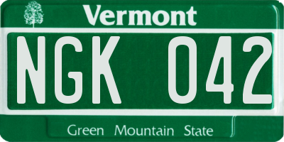 VT license plate NGK042