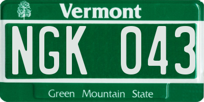 VT license plate NGK043