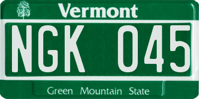 VT license plate NGK045