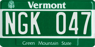 VT license plate NGK047