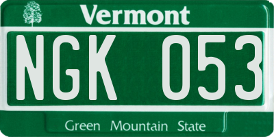 VT license plate NGK053