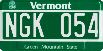 VT license plate NGK054