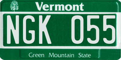 VT license plate NGK055