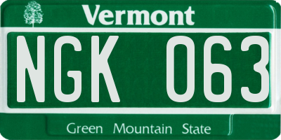VT license plate NGK063
