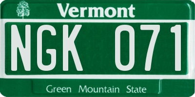 VT license plate NGK071