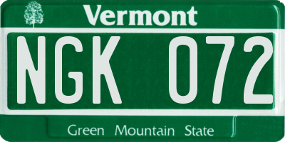 VT license plate NGK072