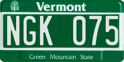 VT license plate NGK075