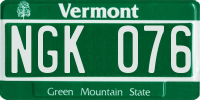 VT license plate NGK076