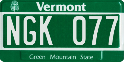 VT license plate NGK077
