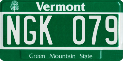 VT license plate NGK079
