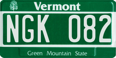 VT license plate NGK082