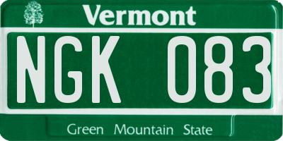 VT license plate NGK083