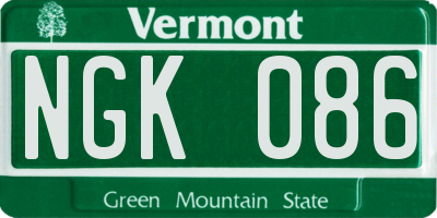 VT license plate NGK086