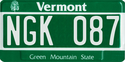 VT license plate NGK087