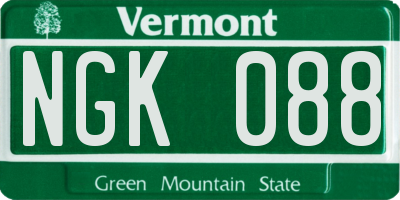 VT license plate NGK088